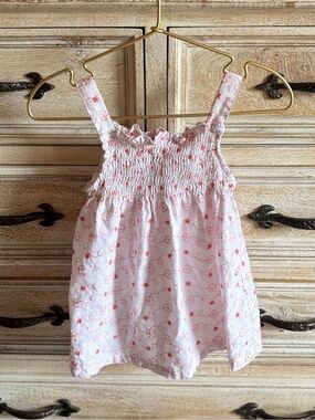 Park Bench Kids Girls Pink Floral Smocked Dress 12 Months